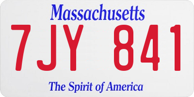 MA license plate 7JY841