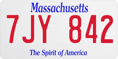 MA license plate 7JY842