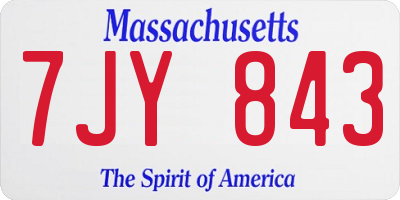 MA license plate 7JY843