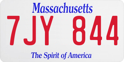 MA license plate 7JY844