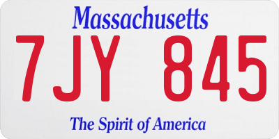 MA license plate 7JY845