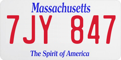MA license plate 7JY847