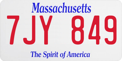 MA license plate 7JY849