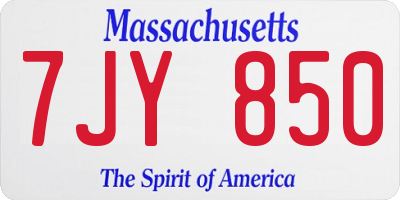 MA license plate 7JY850