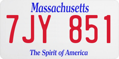 MA license plate 7JY851