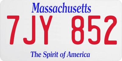 MA license plate 7JY852
