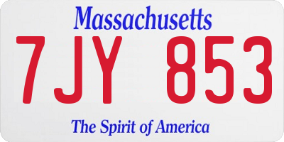 MA license plate 7JY853