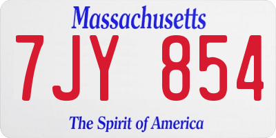 MA license plate 7JY854