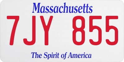 MA license plate 7JY855