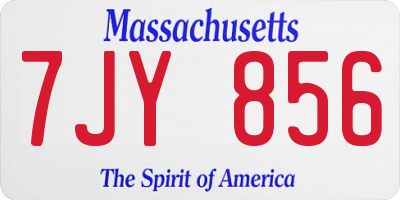 MA license plate 7JY856