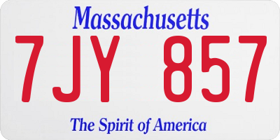 MA license plate 7JY857