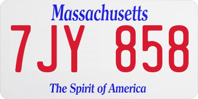 MA license plate 7JY858