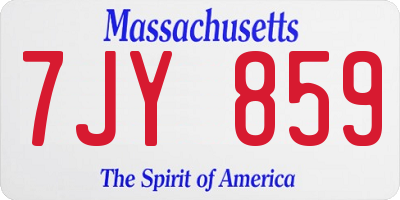 MA license plate 7JY859