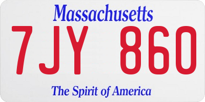 MA license plate 7JY860