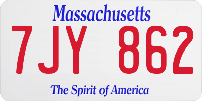 MA license plate 7JY862