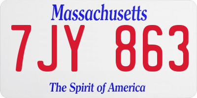MA license plate 7JY863