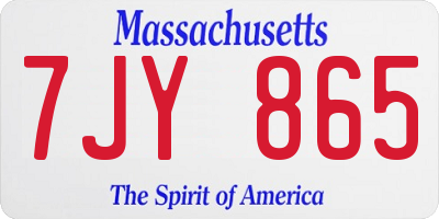 MA license plate 7JY865