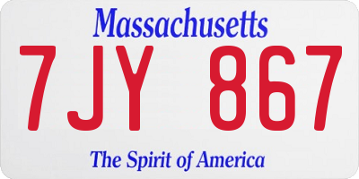 MA license plate 7JY867