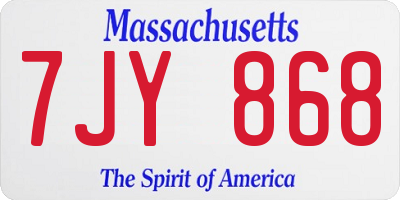 MA license plate 7JY868