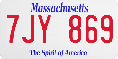MA license plate 7JY869