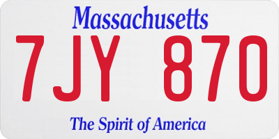 MA license plate 7JY870