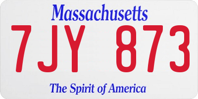 MA license plate 7JY873