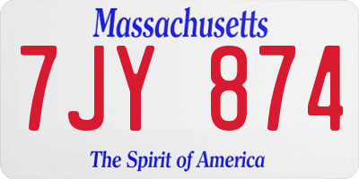 MA license plate 7JY874