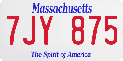 MA license plate 7JY875