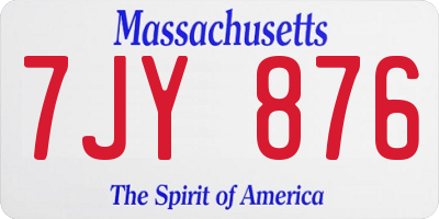 MA license plate 7JY876
