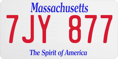 MA license plate 7JY877