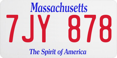 MA license plate 7JY878