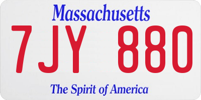 MA license plate 7JY880