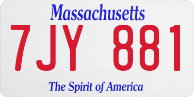 MA license plate 7JY881