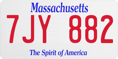 MA license plate 7JY882