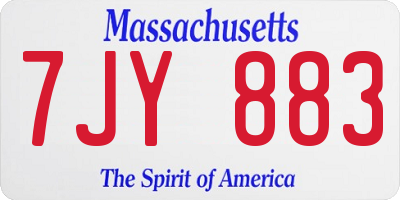 MA license plate 7JY883