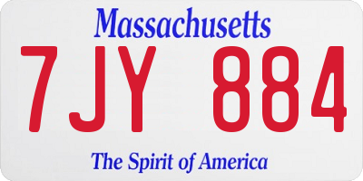 MA license plate 7JY884