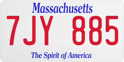 MA license plate 7JY885
