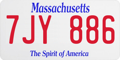 MA license plate 7JY886