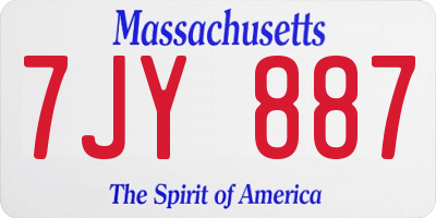 MA license plate 7JY887