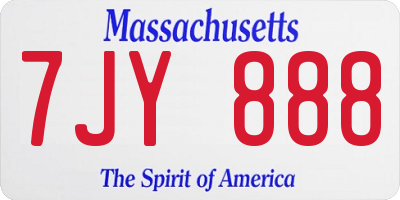 MA license plate 7JY888
