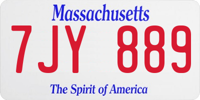 MA license plate 7JY889