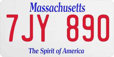 MA license plate 7JY890