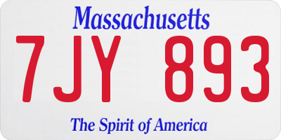 MA license plate 7JY893