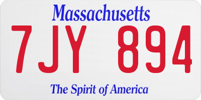 MA license plate 7JY894