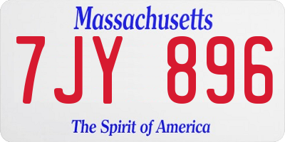 MA license plate 7JY896