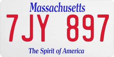 MA license plate 7JY897