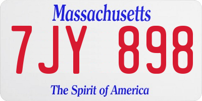 MA license plate 7JY898