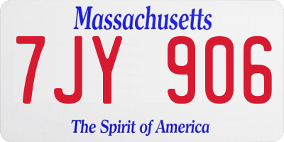 MA license plate 7JY906