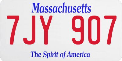 MA license plate 7JY907