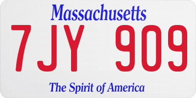 MA license plate 7JY909